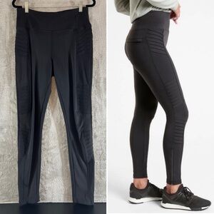 ATHLETA Delancey Moto Tight Black Size Medium Leggings Zipper Leg Stretch